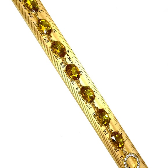 NEW Bracelet Chunky Amber Gold Topaz Rhinestone Trendy Jewelry Devil wears m10 - Picture 5 of 5